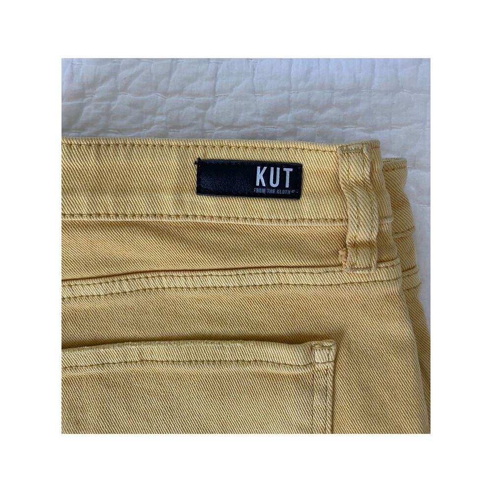 Kut Shorts High Rise Frayed Golden Sun Yellow Jane Hem 5 pocket zip Fly Size 14 - Picture 8 of 13